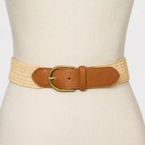 Papaya Stretch Belt with Tabs - Raffia-#76-2